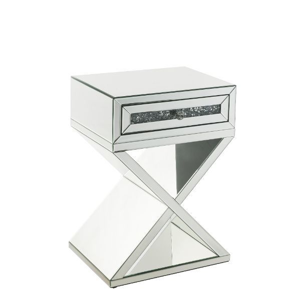 Noralie - Accent Table X-Shaped Base - Pearl Silver - Wood