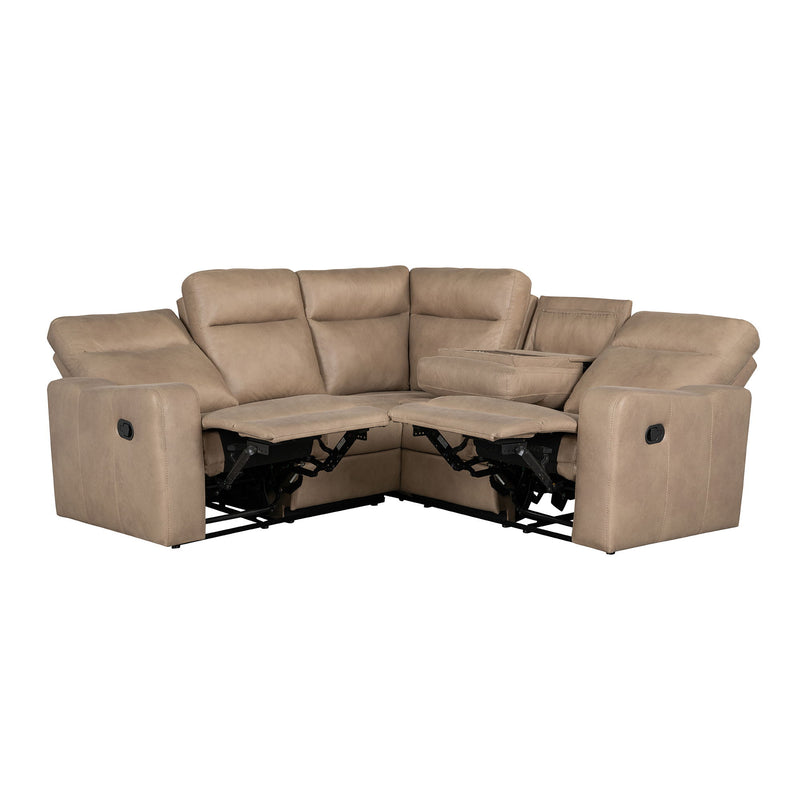 87.5" Manual Reclining Home Theater Seating Recliner Chair Sofa With Flipped Middle Backrest, 2 Cup Holders For Living Room, Bedroom, Home Theater, Light Brown