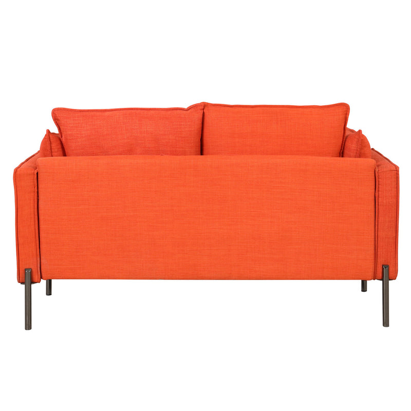 56" Modern Style Sofa Linen Fabric Loveseat Small Love Seats Couch For Small Spaces, Living Room, Apartment - Orange