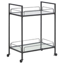 Curltis - 2-Tier Rectangular Glass Shelf Metal Bar Cart - Black - Atlantic Fine Furniture Inc