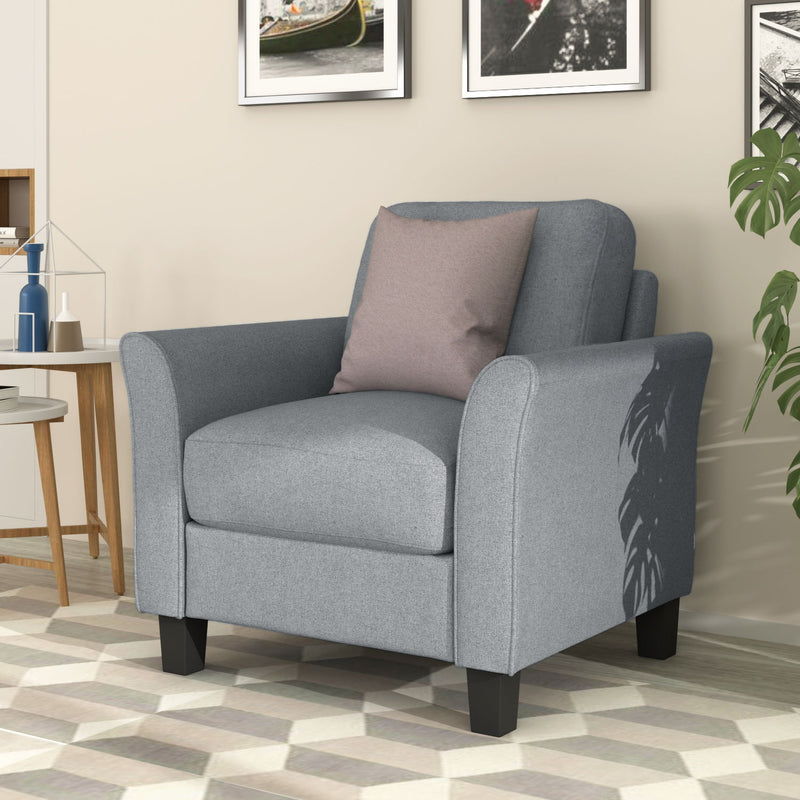 Living Room Furniture Armrest Single Sofa And Loveseat Sofa - (Gray)