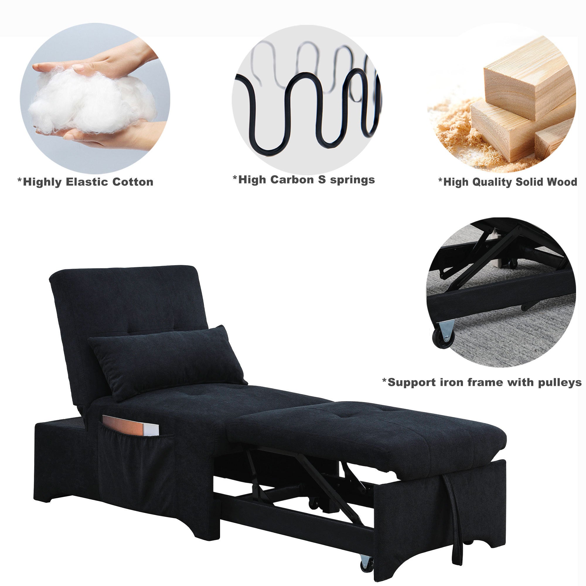 [Video] Welike 24.5"W Sleeper sofa bed, convertible chair 4 in 1 multifunctional folding sleeper sofa bed pull out sleeper sofa bed with adjustable backrest, single bed chair for small spaces - Atlantic Fine Furniture Inc