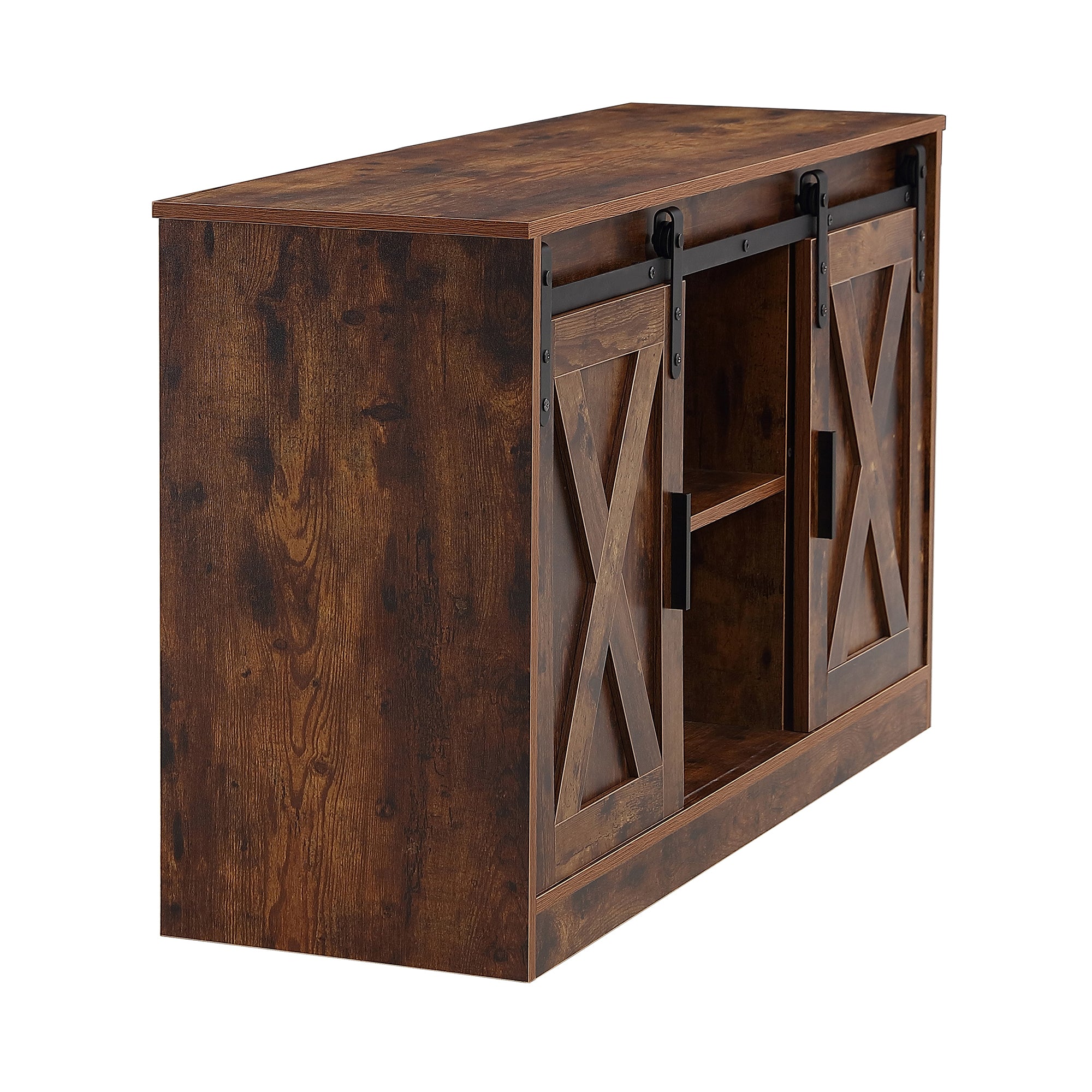 Rustic Brown decorative wooden TV / storage cabinet with two sliding barn doors, available for bedroom, living room,corridor. - Atlantic Fine Furniture Inc