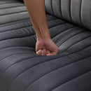 Modern Velvet Upholstered Sofa Couch 3 Seat Channel Tufted Back and Cushion Seat, Metal Legs, Sleeper Sofa for Living Room, Compact Living Space, Apartment, Bonus Room, Grey - Atlantic Fine Furniture Inc