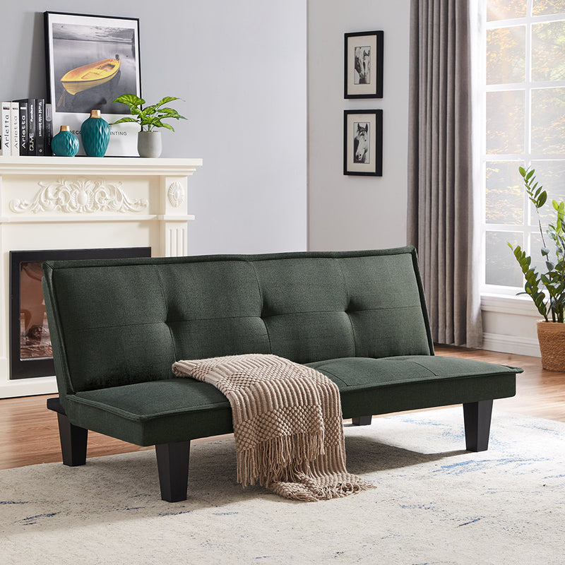Modern Fabric  Futon Sofa Bed , Convertible Folding Futon Sofa Bed Sleeper for Home Living Room .（Dark Grey ） - Atlantic Fine Furniture Inc
