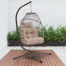 Outdoor Patio Wicker Folding Hanging Chair,Rattan Swing Hammock Egg Chair With Cushion And Pillow - Atlantic Fine Furniture Inc