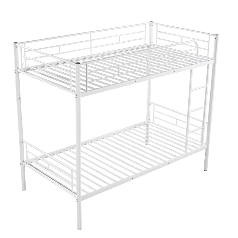 Twin Over Twin Metal Bunk Bed (White)