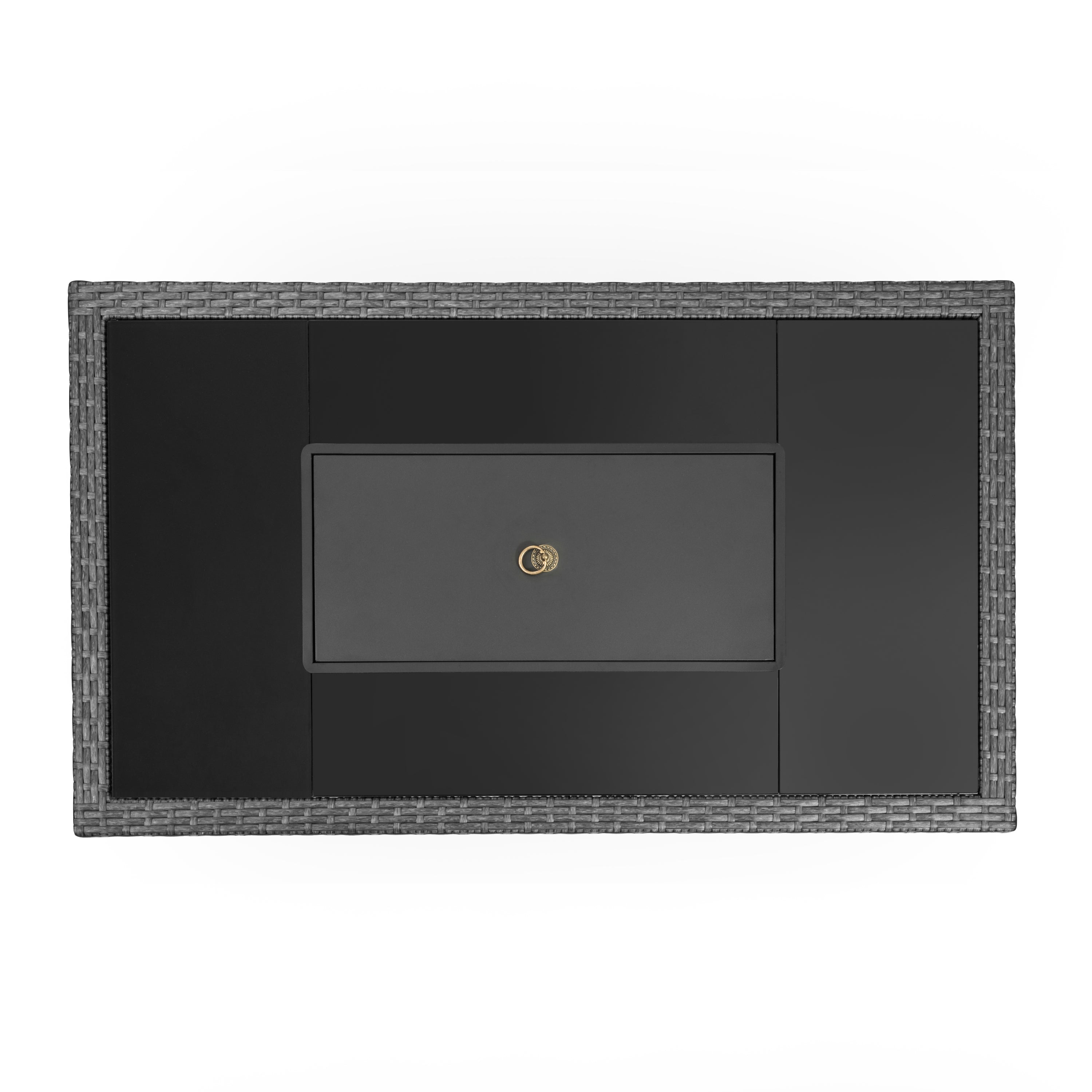 Outdoor 44" Gas Propane Fire pit  Table  Rectangle  50,000 BTU with  8mm Tempered Glass Tabletop & Blue Stone& Steel table lid &Table waterproof dusty Cover ,ETL Certification (Grey) - Atlantic Fine Furniture Inc