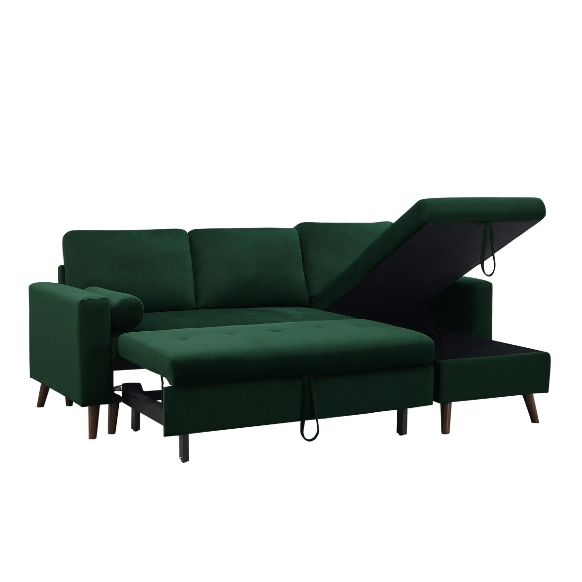 88" Reversible Pull out Sleeper Sectional Storage Sofa Bed,Corner sofa-bed with Storage Chaise Left/Right Handed Chaise - Atlantic Fine Furniture Inc
