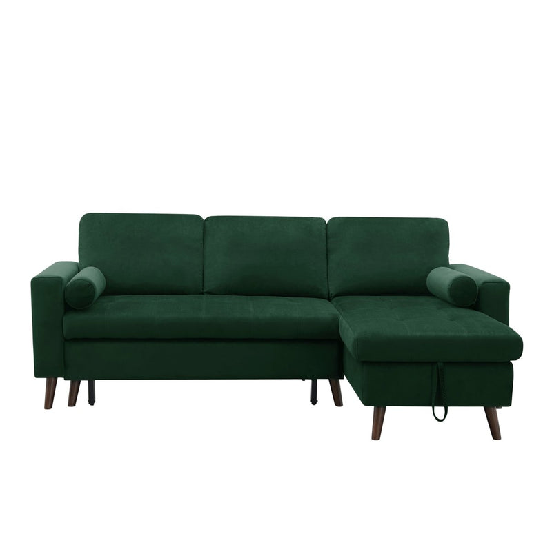 88" Reversible Pull out Sleeper Sectional Storage Sofa Bed,Corner sofa-bed with Storage Chaise Left/Right Handed Chaise - Atlantic Fine Furniture Inc