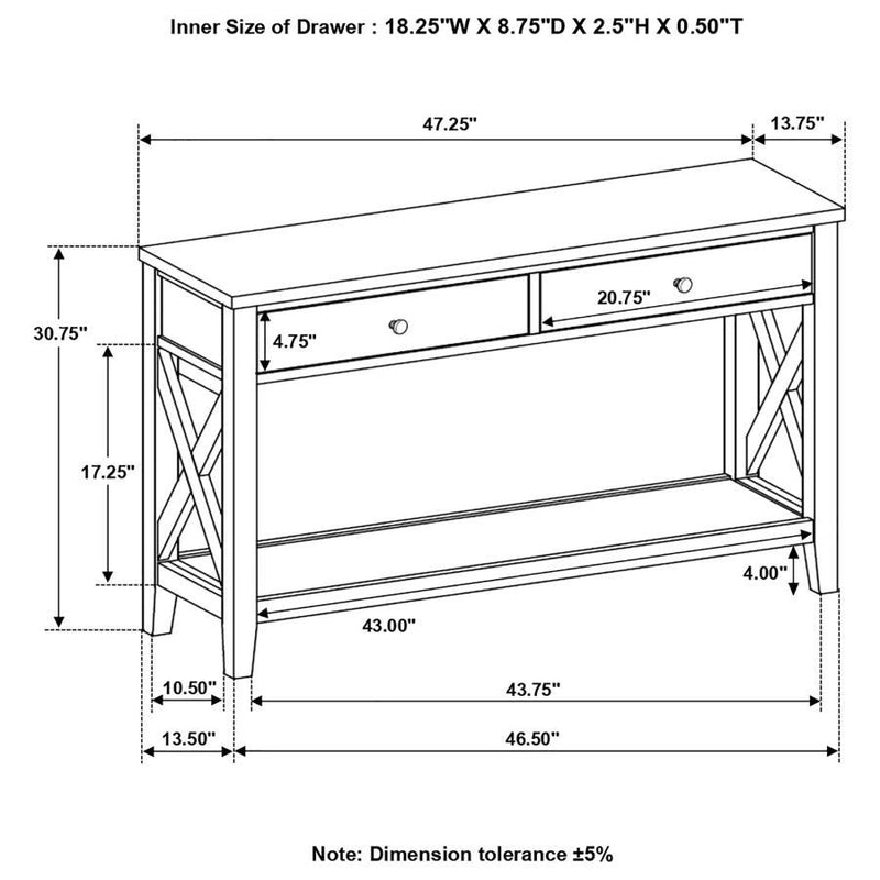 Hollis - 2-Drawer Wood Entryway Console Table - Brown And White