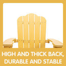 TALE Adirondack Chair Backyard Furniture Painted Seating with Cup Holder All-Weather and Fade-Resistant Plastic Wood for Lawn Outdoor Patio Deck Garden Porch Lawn Furniture Chairs Yellow - Atlantic Fine Furniture Inc