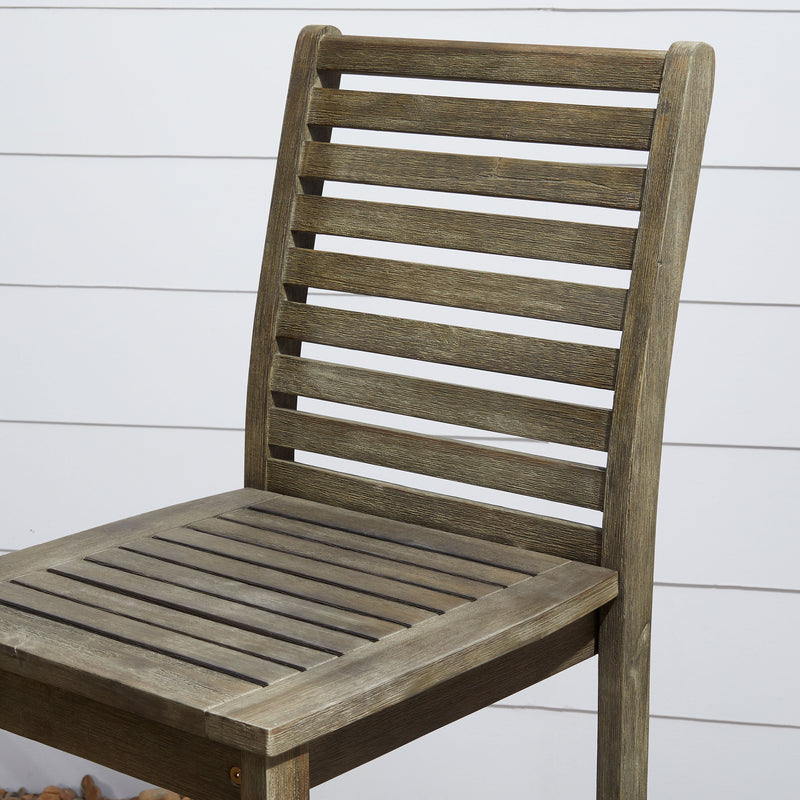 Renaissance Outdoor Patio Hand-scraped Wood Bar Chair