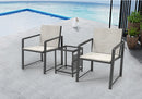Outdoor Patio Furniture 3 pieces Set Garden Armchair Coffee Side Table,Black Frame, Modern Design - Atlantic Fine Furniture Inc