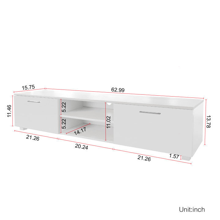 White TV Stand for 70 Inch TV Stands, Media Console Entertainment Center Television Table, 2 Storage Cabinet with Open Shelves for Living Room Bedroom - Atlantic Fine Furniture Inc