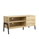 Mid-century modern TV cabinet wooden TV console media cabinet with storage space and brown home entertainment center for living room, bedroom and office,oak - Atlantic Fine Furniture Inc