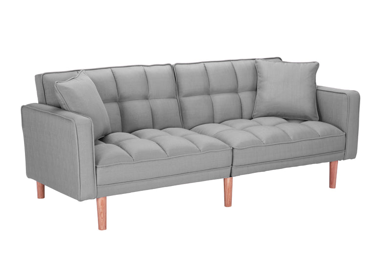 FUTON SLEEPER SOFA WITH 2 PILLOWS LIGHT GREY FABRIC（same as W223S00032、W223S00583、W223S00992）