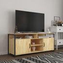 TV Stand ,Modern Wood Universal Media Console with Metal Legs, Home Living Room Furniture Entertainment Center,oak - Atlantic Fine Furniture Inc