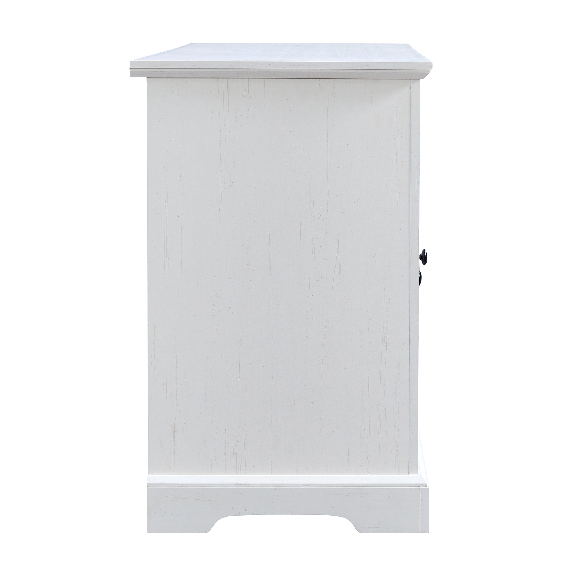 U-Can TV Stand for TV up to 65in with 2 Tempered Glass Doors Adjustable Panels Open Style Cabinet, Sideboard for Living room, White - Atlantic Fine Furniture Inc