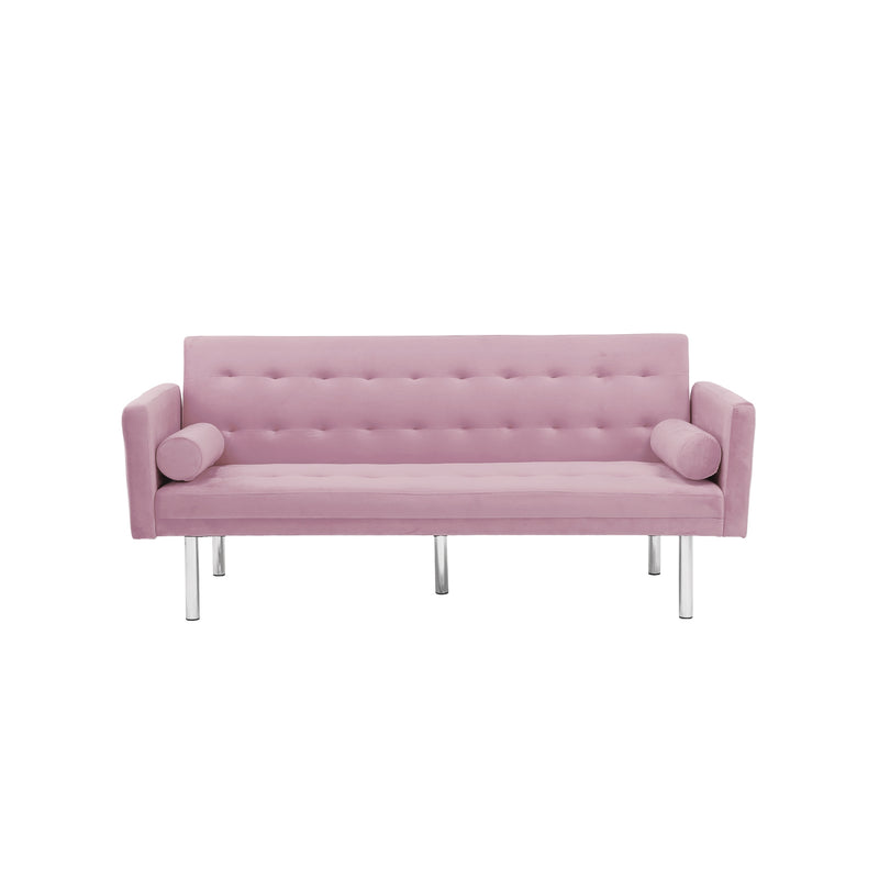 Square arm sleeper sofa Pink Velvet ***Not available for sale on Walmart***