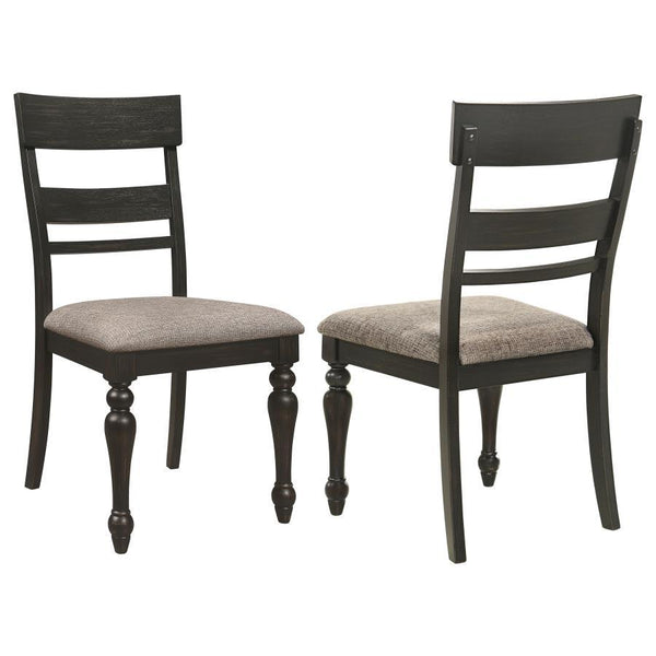 Bridget - Ladder Back Dining Side Chair (Set of 2) - Charcoal Sandthrough And Stone Brown