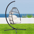 Outdoor Patio Wicker Folding Hanging Chair,Rattan Swing Hammock Egg Chair With C Type Bracket , With Cushion And Pillow - Atlantic Fine Furniture Inc