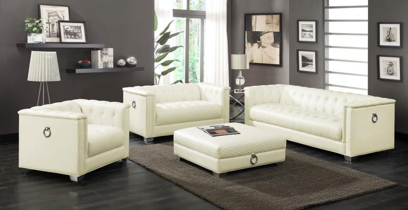 Chaviano - Upholstered Track Arm Sofa - Pearl White