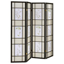 Catabella - 4-Panel Room Divider Folding Shoji Screen Floral - Black - Atlantic Fine Furniture Inc