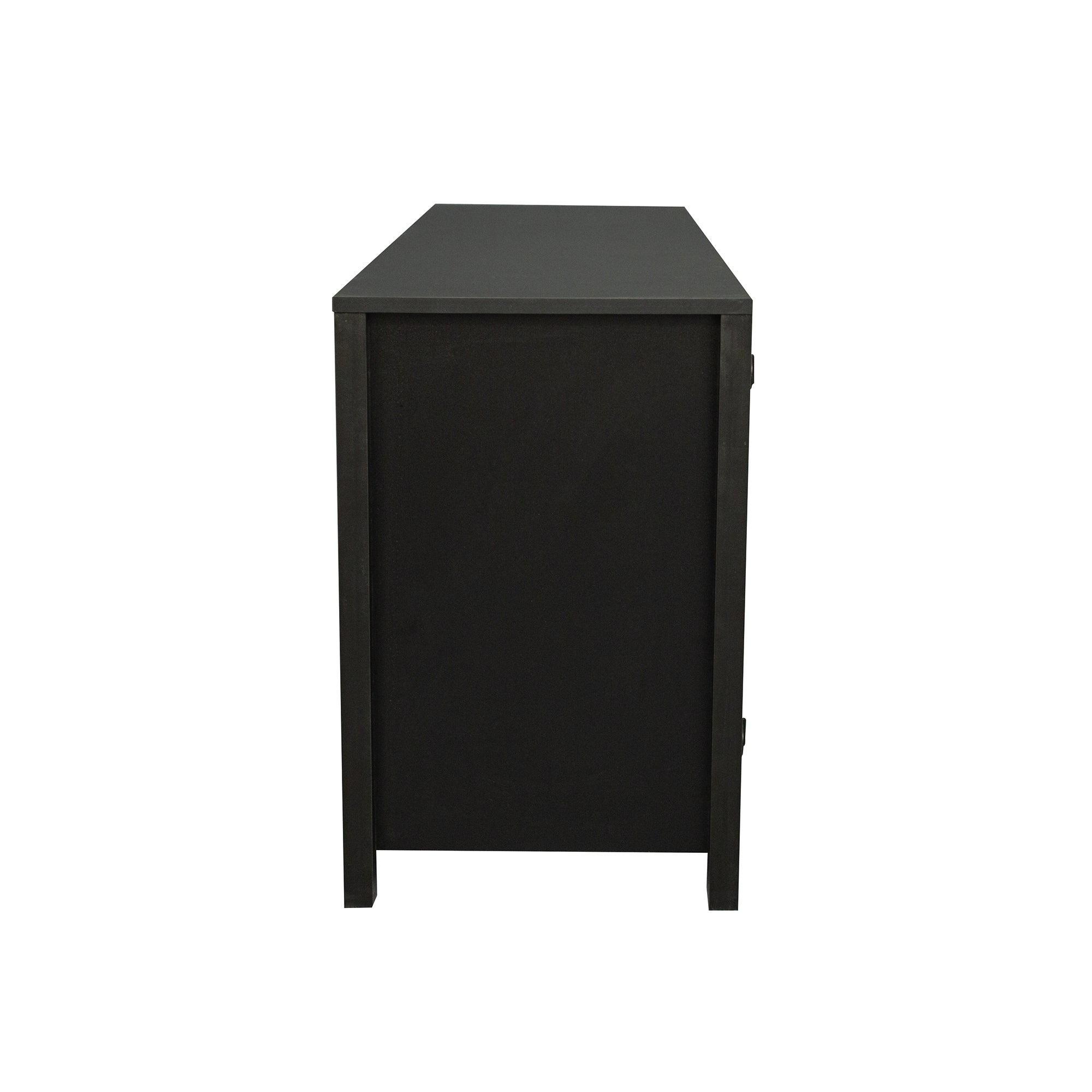Farmhouse TV Stand, Fireplace TV Stand, Wood Entertainment Center Media Console with Storage,Black - Atlantic Fine Furniture Inc