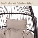 Outdoor Patio Wicker Folding Hanging Chair,Rattan Swing Hammock Egg Chair With C Type Bracket , With Cushion And Pillow - Atlantic Fine Furniture Inc