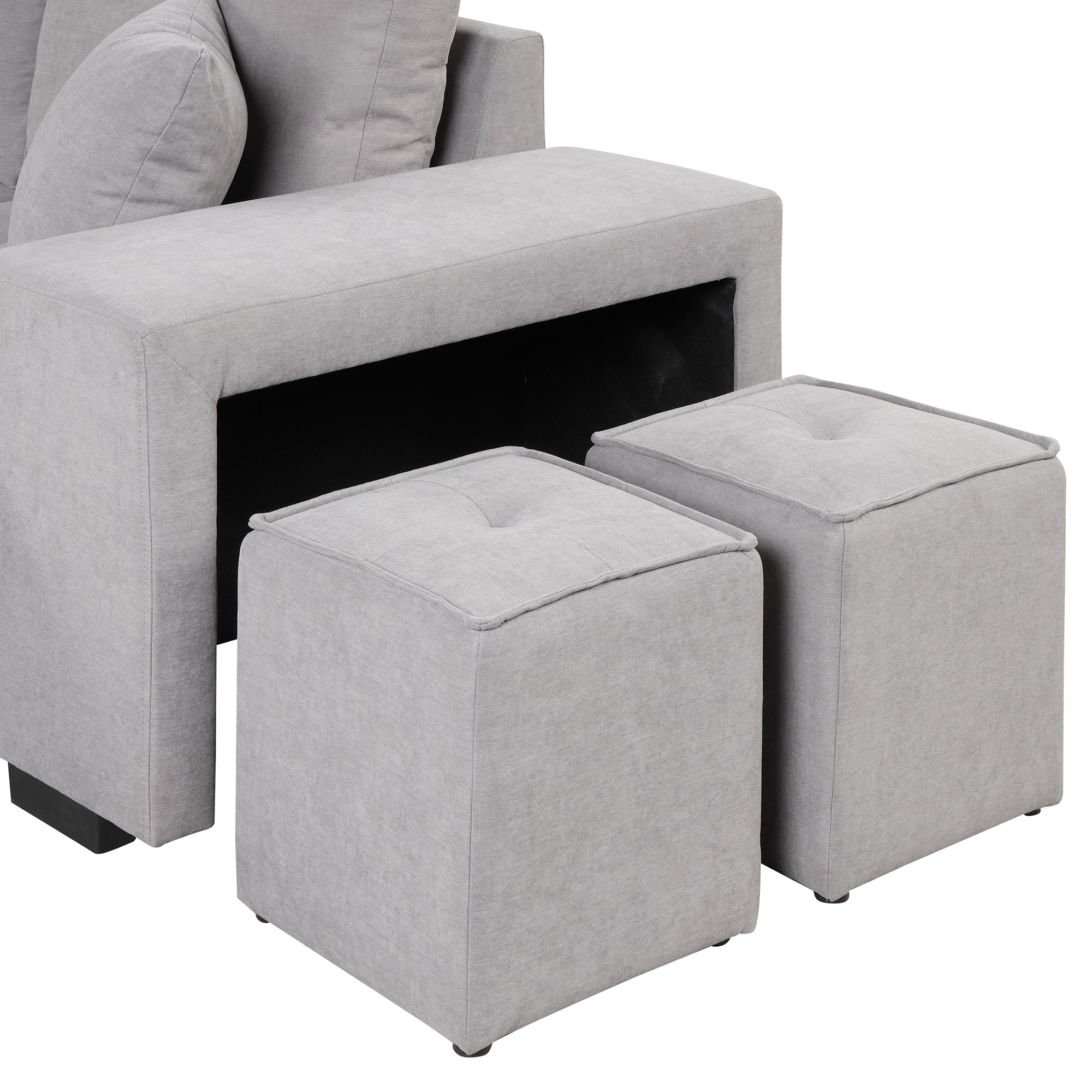 Orisfur. 104" Pull Out Sleeper Sofa Reversible L-Shape 3 Seat Sectional Couch with Storage Chaise and 2 Stools for Living Room Furniture Set - Atlantic Fine Furniture Inc