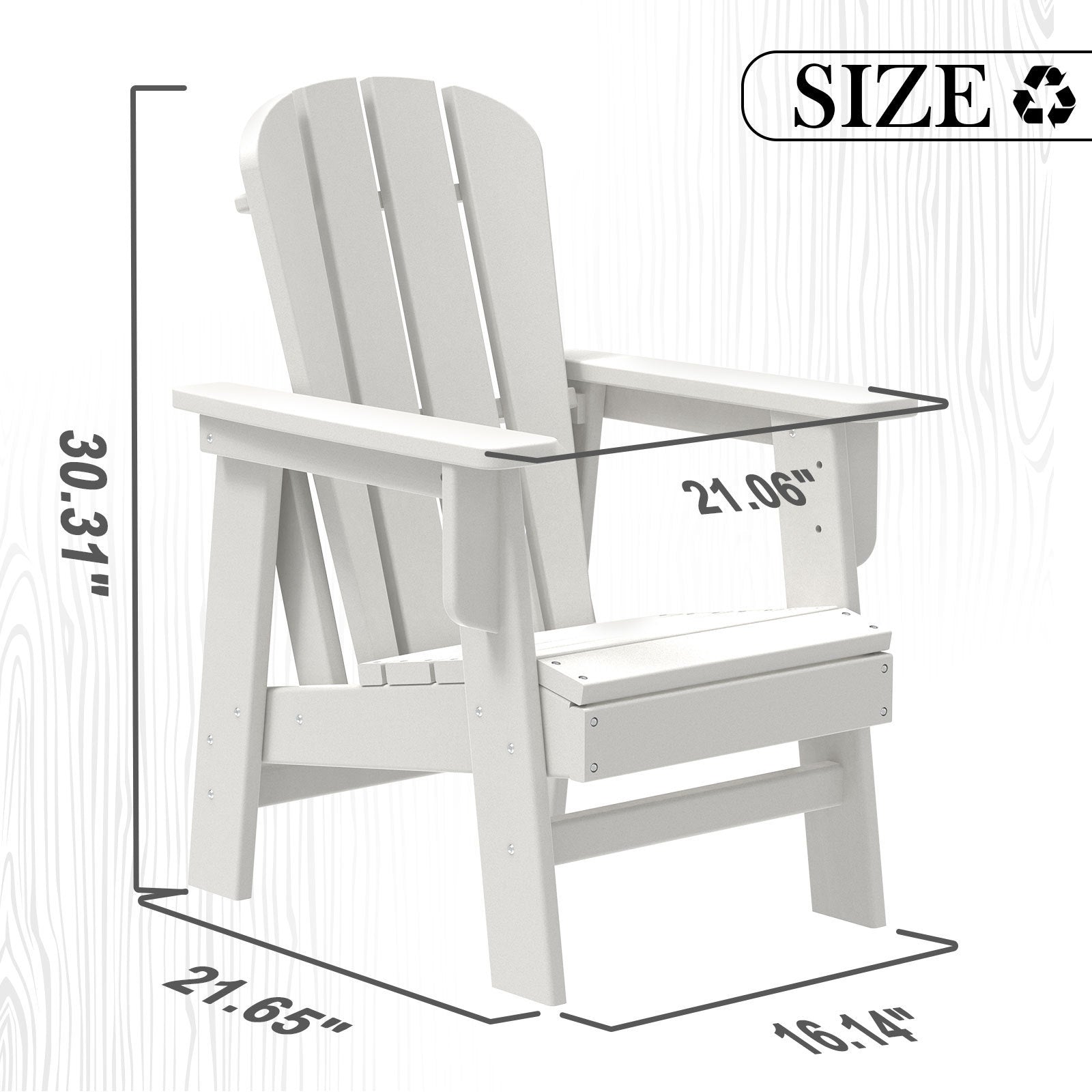 Small Size Adirondack Chair, Plastic Adirondack Chair Fire Pit Chair, Plastic Adirondack Chair, Weather Resistant, White，1 piece - Atlantic Fine Furniture Inc
