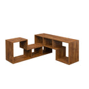 Double L-Shaped TV Stand，Display Shelf ，Bookcase for Home Furniture,Walnut - Atlantic Fine Furniture Inc