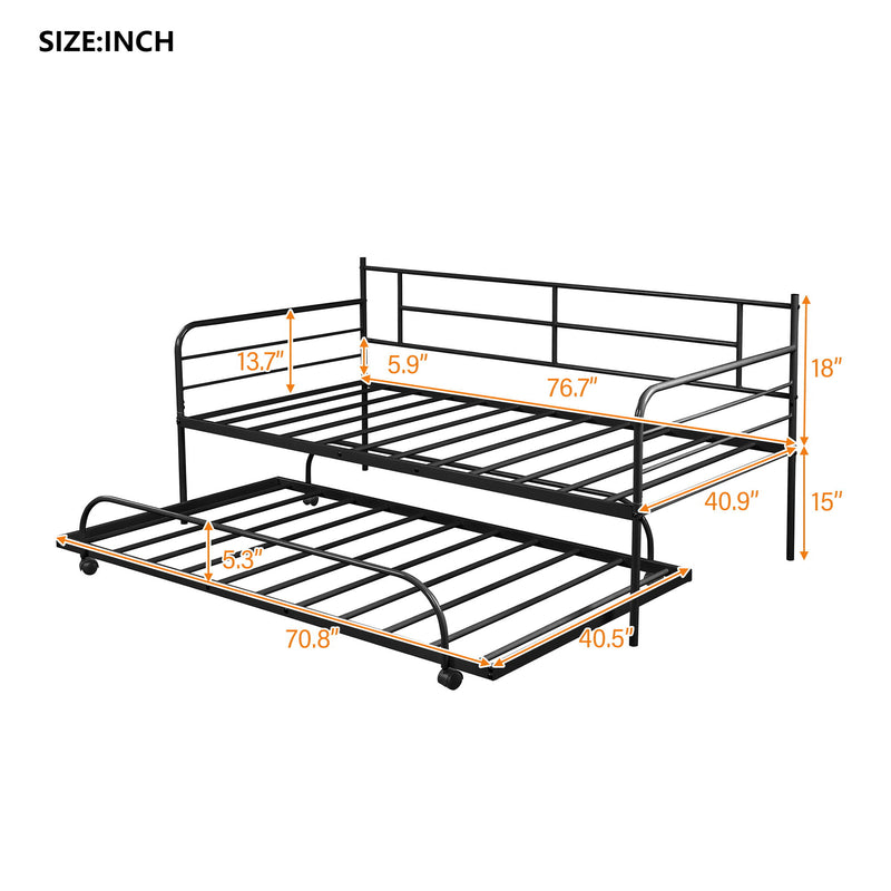Metal Daybed With Trundle, Twin Size