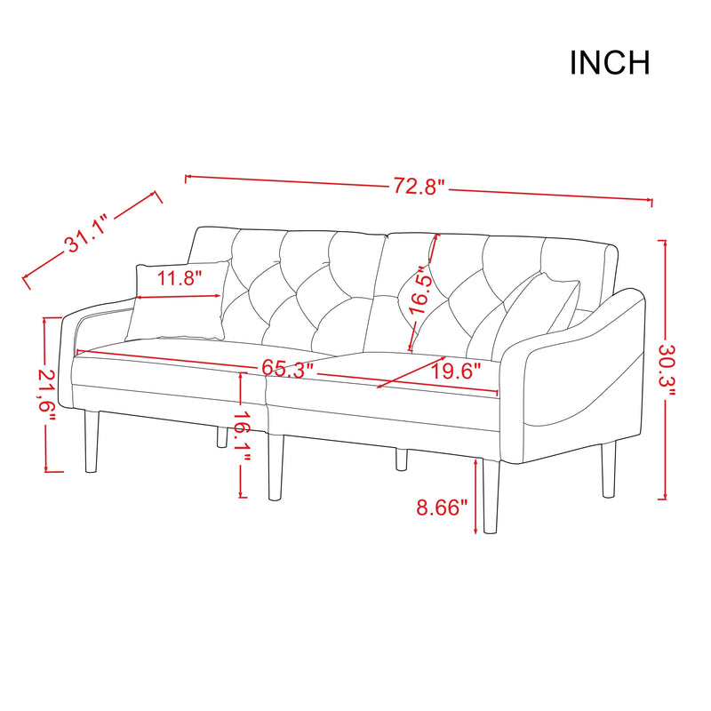 FUTON SOFA SLEEPER BLUE VELVET WITH 2 PILLOWS（same as W223S01366、W223S00358。Size difference, See Details in page.） ***Not available for sale on Walmart***