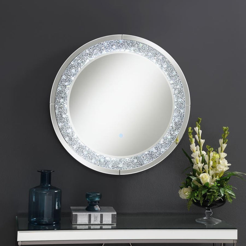 Lixue - Round Wall Mirror With Led Lighting - Silver