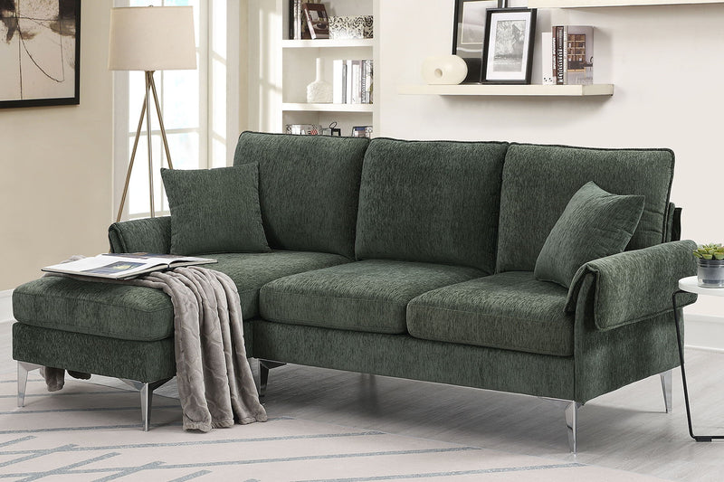 84" Convertible Sectional Sofa, Modern Chenille L-Shaped Sofa Couch With Reversible Chaise Lounge, Fit For Living Room, Apartment (2 Pillows) - Dark Green