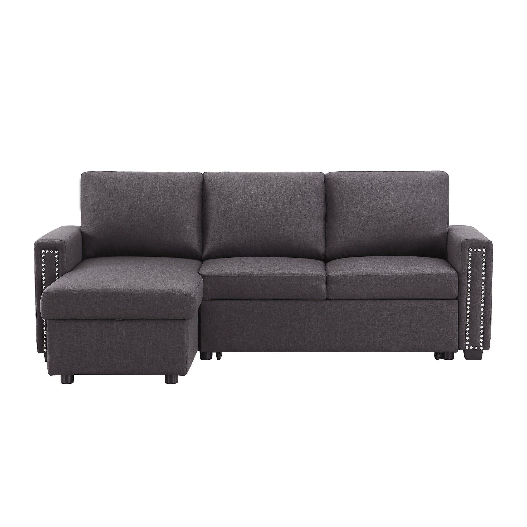 Orisfur. 83" Pull Out Sleeper Sofa Reversible L-Shape 3 Seat Sectional Couch with Storage Chaise for Living Room Furniture Set - Atlantic Fine Furniture Inc