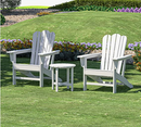 Combo for Family: 2 Plastic Adirondack Chairs & an Outdoor Side Table.  Outdoor Adirondack Chair Patio Lounge Chairs Classic Design (White) - Atlantic Fine Furniture Inc