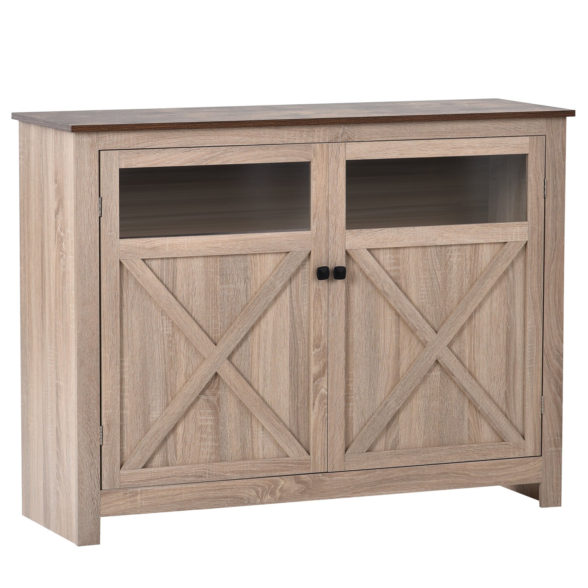 U-Can TV Stand  with 2 Doors Adjustable Panels Open Style Cabinet, Sideboard for Living room, Tiger - Atlantic Fine Furniture Inc