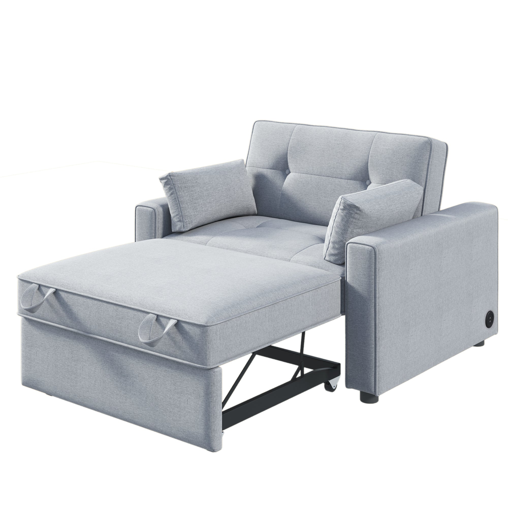 Orisfur. 48" Convertible Sleeper Sofa Bed, Multi-Functional Adjustable Single Bed Chair  with USB Port and 2 Pillows for Small Space - Atlantic Fine Furniture Inc