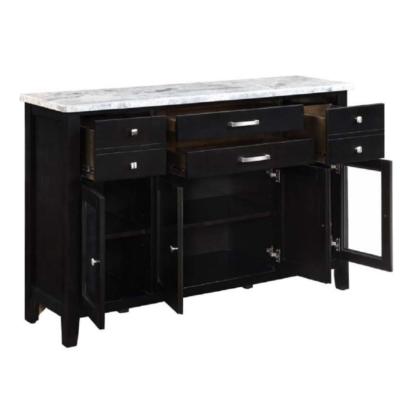Hussein - Server With Marble Top - Marble & Black Finish