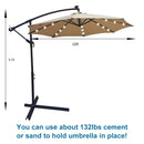 Tan 10 ft Outdoor Patio Umbrella Solar Powered LED Lighted Sun Shade Market Waterproof 8 Ribs Umbrella with Crank and Cross Base for Garden Deck Backyard Pool Shade Outside Deck Swimming Pool - Atlantic Fine Furniture Inc