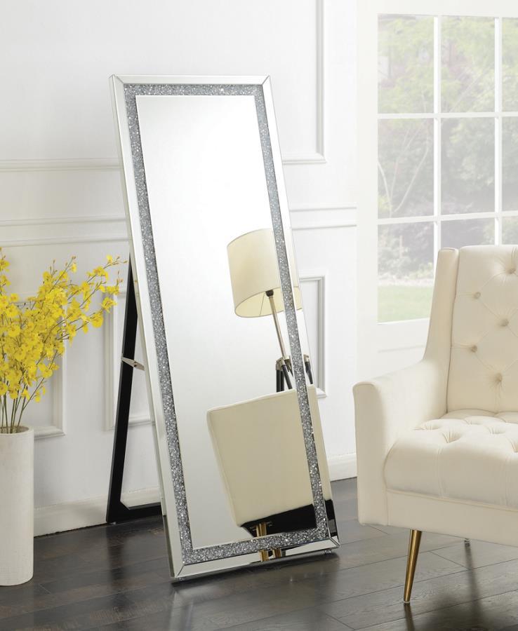 Seraphina - Acrylic Framed Standing Mirror - Silver - Atlantic Fine Furniture Inc