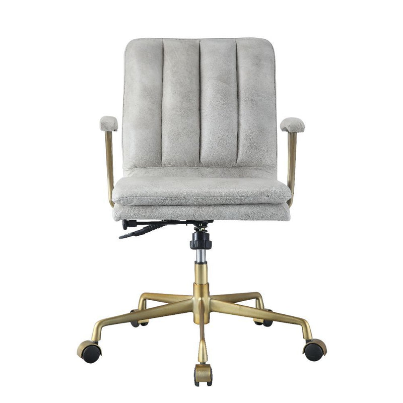 Damir - Office Chair - Vintage White Top Grain Leather & Chrome - Atlantic Fine Furniture Inc