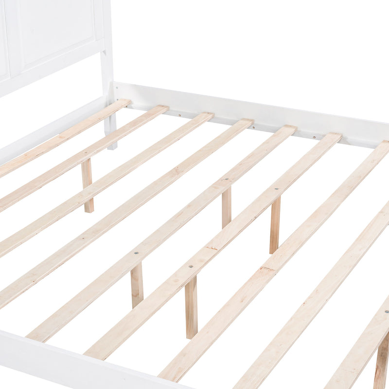 King Size Canopy Platform Bed With Headboard And Footboard, With Slat Support Leg White