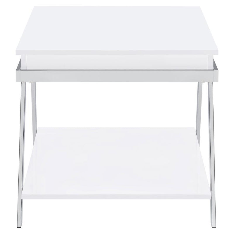 Marcia - Rectangular Side End Table - White High Gloss