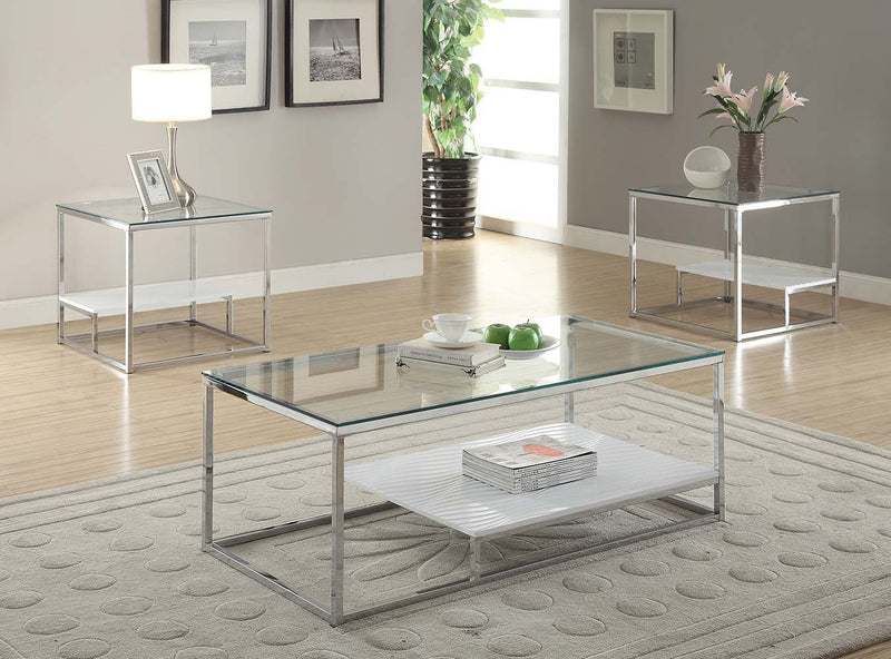 Ruben - End Table - Chrome & Clear Glass - Atlantic Fine Furniture Inc