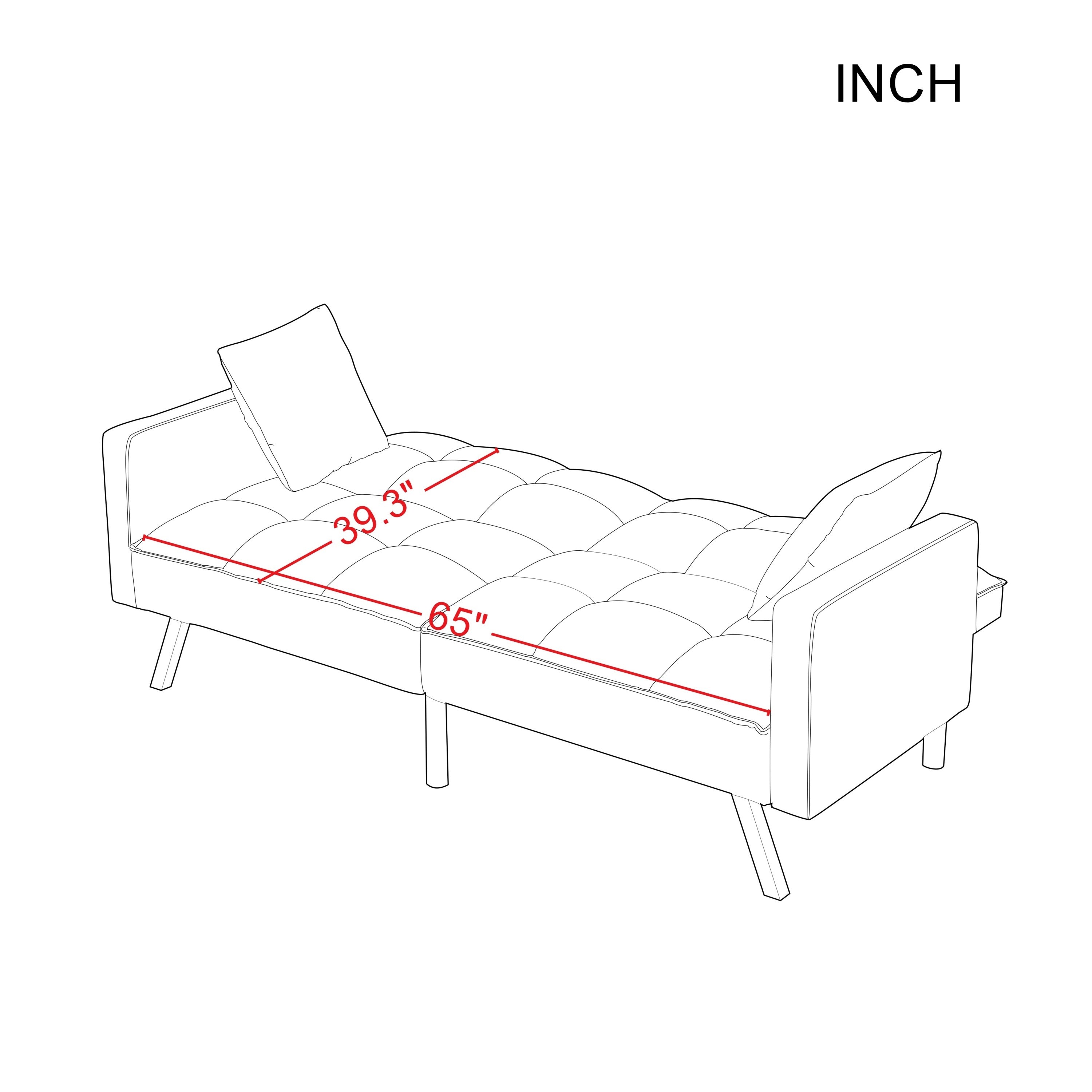 FUTON SOFA SLEEPER BLACK VELVET WITH 2 PILLOWS（same as W223S01117、W223S01463。Size difference, See Details in page.） - Atlantic Fine Furniture Inc