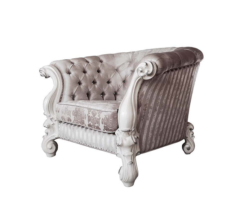 Versailles - Chair - Ivory Fabric & Bone White Finish - Atlantic Fine Furniture Inc